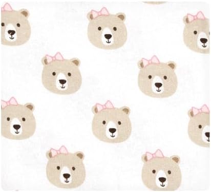 Hudson Baby Unisex Baby Cotton Flannel Receiving Blankets, Pink Taupe Bear, One Size - Image 3