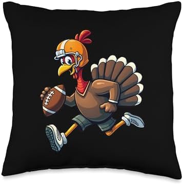 Thanksgiving Football Player Thanksgiving Football Turkey Throw Pillow by Unknown