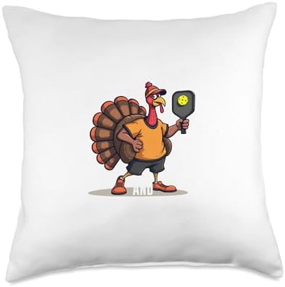 Thanksgiving Pickleball Turkey And Dinks Funny Pickleball Throw Pillow by Unknown