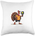 Thanksgiving Pickleball Turkey And Dinks Funny Pickleball Throw Pillow by Unknown