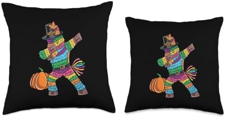 Dabbing Pilgrim Pinata Kids Boys Thanksgiving Mexican Throw Pillow - Image 3