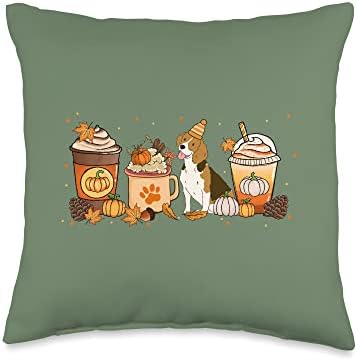 Beagle Coffee Pumpkin Spice Dog Lovers Fall Thanksgiving Throw Pillow by Unknown