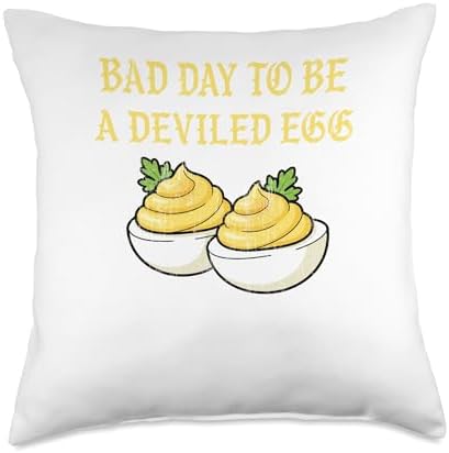 Bad Day to Be a Deviled Egg Retro Funny Thanksgiving Dinner Throw Pillow by Unknown