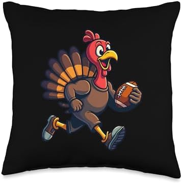 Thanksgiving Football Player Thanksgiving Football Turkey Throw Pillow by Unknown