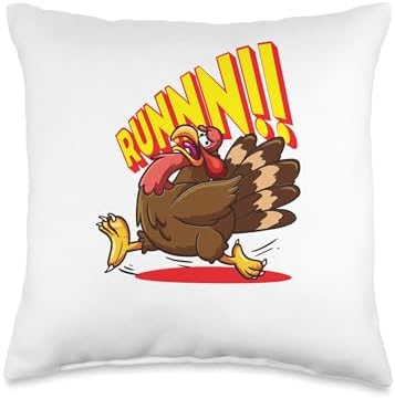 Funny Thanksgiving Turkey RUNNN Holiday Humor Throw Pillow by Unknown