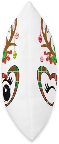 Family Happy Hallothanksmas Thanksgiving Christmas Funny Reindeer Face Sunglasses Santa Plaid Christmas Lights Throw Pillow, 18x18, Multicolor - Image 2