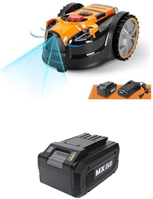 LawnMaster OcuMow™ Perimeter Wire Free Robot Lawn Mower + LawnMaster 24LB4005-CN 24V 4.0Ah Battery Suit 24V / 48V Cordless Machine