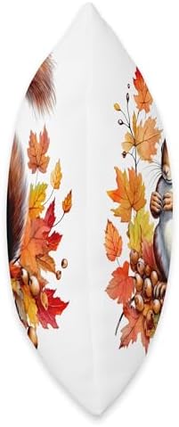 Autumn Squirrel Woodland Pet Fall Leaf Acorns Thanksgiving Throw Pillow - Image 2