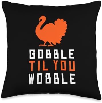 Christmas Thanksgiving Costume Turkey Gobble Til You Wobble Throw Pillow by Unknown