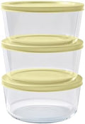 6-Piece Glass Food Storage Containers Set (3 Containers + 3 BPA-Free Lids) | 4-Cup, Leakproof | Microwave, Freezer, Oven & Dishwasher Safe | Ideal for Meal Prep & Pantry Organization, Yellow