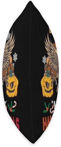 Happy HalloThanksMas Eagle Halloween Thanksgiving Christmas Throw Pillow - Image 2