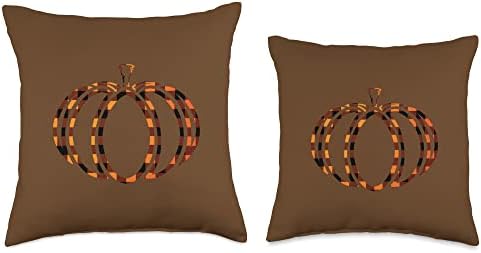 Fall Pumpkin Cute Thanksgiving Autumn Buffalo Plaid Pumpkin Throw Pillow - Image 3