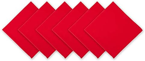 DII Cotton Dinner Napkins Set of 6, Large 20x20, Washable, Tango Red by DII