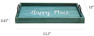 Elegant Designs HG2000-BHP Decorative Wood Serving Tray w/Handles, 15.50" x 12", Happy Place (Pack of 4) - Image 2