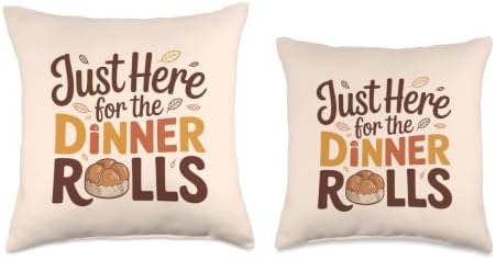 Just Here for The Dinner Rolls Vintage Thanksgiving Groovy Throw Pillow - Image 3