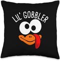 Lil' Gobbler Thanksgiving Boys Girls Toddler Thanksgiving Throw Pillow by Unknown