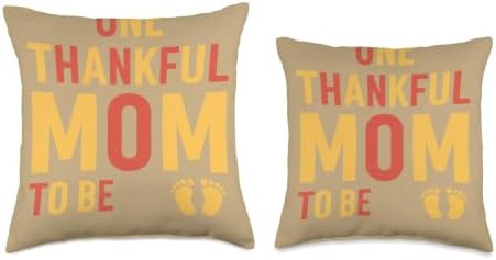 One Thankful Mom to Be Thanksgiving Pregnancy Announcement Throw Pillow - Image 3