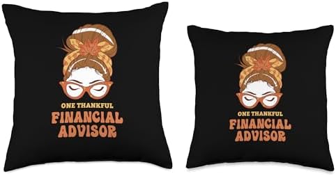 Thanksgiving Holiday Gifts and Designs Messy Bun Financial Advisor Thanksgiving Woman Throw Pillow, 16x16, Multicolor - Image 3