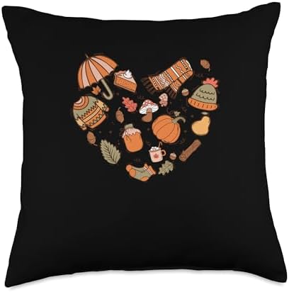 Heart Shape Fall Vibes Autumn Thanksgiving Throw Pillow by Unknown