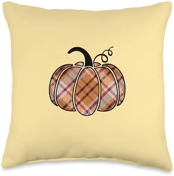 Spot & Tiger Thanksgiving Fall Plaid Pumpkin Cute Autumn Thanksgiving Halloween Throw Pillow, 16x16, Multicolor by Unknown