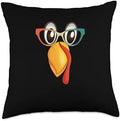 Turkey Meat Pilgrim Costume Thanksgiving Shirt Cutest Turkey Face Funny Thanksgiving Day Animal Lover Fall Throw Pillow, 18x18, Multicolor by Unknown