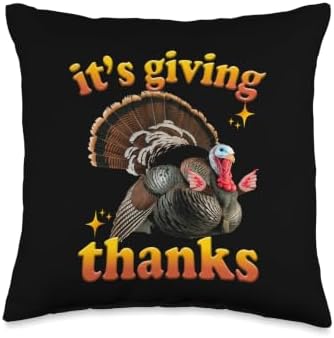 Funny Turkey With Nails It’s Giving Thanks Thanksgiving Throw Pillow by Unknown