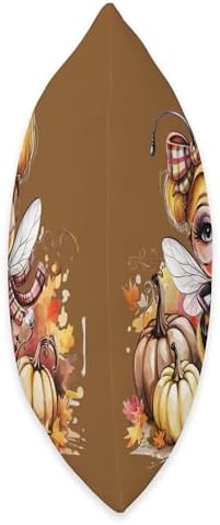 Fall Pumpkin Cute Bee Fall Autumn Thanksgiving Throw Pillow - Image 2