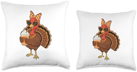 Turkey Drinking Coffee - Thanksgiving Day Fall Holiday Throw Pillow - Image 3