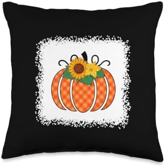 Funny Thanksgiving Orange Plaid Pumpkin Buffalo Women Girls Throw Pillow by Unknown