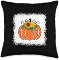 Funny Thanksgiving Orange Plaid Pumpkin Buffalo Women Girls Throw Pillow by Unknown