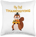 My First Thanksgiving Baby Clothes Boys Girls Cute Squirrel Throw Pillow by Unknown