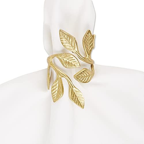 DII Christmas Thanksgiving Holiday Tabletop Décor Collection Decorative Napkin Ring Holder Set, 2.25" Diameter, Gold Vine, 6 Piece - Image 3