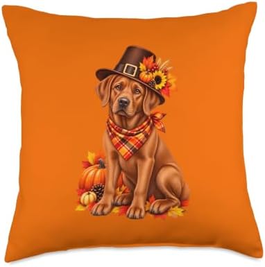 Fox Red Lab Thanksgiving Fall Labrador Dog Throw Pillow by Unknown