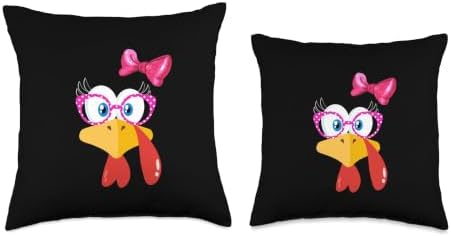 Turkey face Girl Pink Bow Shirt Funny Thanksgiving Women Throw Pillow - Image 3