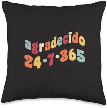 Agradecido 24 7 365 Spanish Thanksgiving Hispanic Grateful Throw Pillow by Unknown
