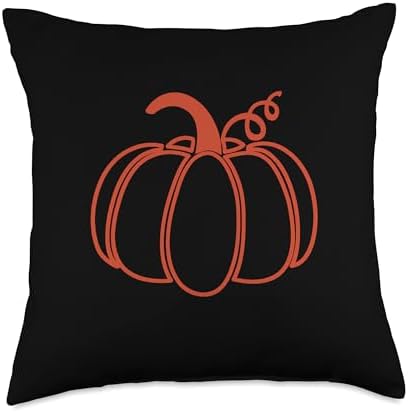 Large Orange Fall Pumpkin Cute Autumn Thanksgiving Halloween Throw Pillow by Unknown