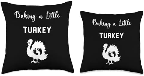 Baking A Little Turkey Thanksgiving Pregnancy Announcement Throw Pillow - Image 3