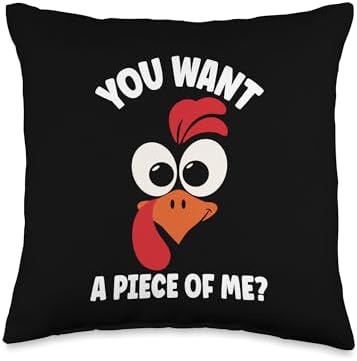 You Want A Piece Of Me Funny Turkey Happy Thanksgiving Throw Pillow by Unknown