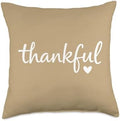 Thankful Script Heart, Thanksgiving Design for Fall & Turke Throw Pillow by Unknown