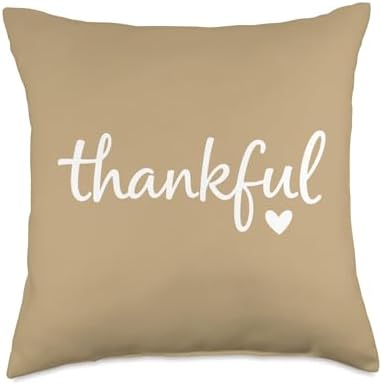 Thankful Script Heart, Thanksgiving Design for Fall & Turke Throw Pillow by Unknown