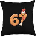 Six Seven Thanksgiving Turkey Number 67 Fun Throw Pillow by Unknown
