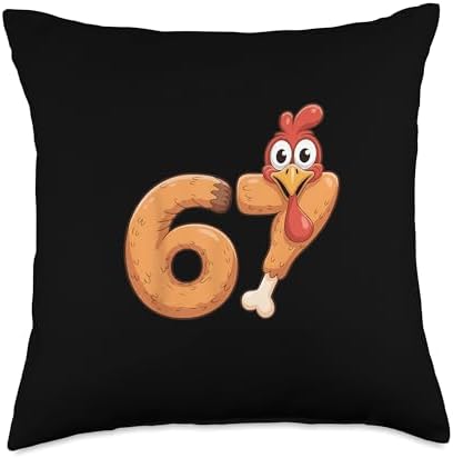 Six Seven Thanksgiving Turkey Number 67 Fun Throw Pillow by Unknown