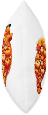 Fall Leaves Pumpkins Pomeranian Cute Shape Thanksgiving Throw Pillow - Image 2