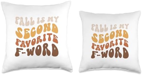 Halloween Spooky Season | Thanksgiving & Fall 2023 Fall is My Second Favorite F-Word | Groovy, Funny Design Throw Pillow, 16x16, Multicolor - Image 3