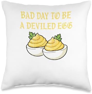 Bad Day to Be a Deviled Egg Retro Funny Thanksgiving Dinner Throw Pillow by Unknown