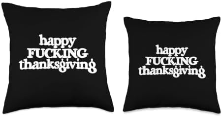 happy fucking thanksgiving funny cursing curse swearing dad Throw Pillow - Image 3