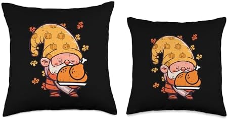 Thanksgiving Gnome Turkey Cute Autumn Fall Women Men Kids Throw Pillow - Image 3