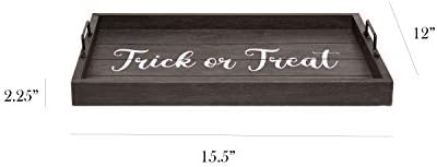 Elegant Designs HG2000-KTT Halloween Decorative Wood Serving Tray w/Handles, 15.50" x 12", Black Wash Trick or Treat - Image 3
