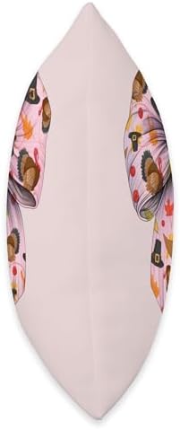 Coquette Bow Thanksgiving Turkey Pattern Pink Ribbon Girl Throw Pillow - Image 2