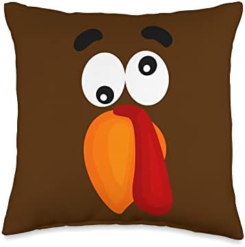 THANKSGIVING FUNNY TURKEY FACE LADIES WOMENS MENS MEN KIDS Throw Pillow by Unknown